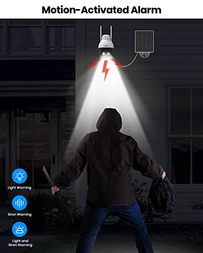 Aosu Solar Security Camera Wireless Outdoor With Panoramic Ptz, Human Auto Tracking, 2K Night Vision, Light And Sound Alarm, 2-Way Audio, Compatible With Alexa/Google Assistant For Home Surveillance #TOP4