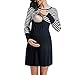 Produktbild beauty magic Women Striped Nursing Dress for Breastfeeding Pregnancy Long Sleeve Maternity Dresses,Black,M