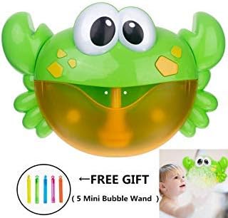 CHILEELOVE Bath Bubble Maker Bluetooth Crab Bubble Machine Automatic Bubble Blower Maker for Children Baby Boys Girls Funny Washing Toy,Bathroom Music Plaything Bauble with 5 Mini Bubble Wand Gift