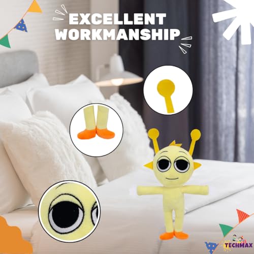 Image of Customized Text Standing Yellow Antenna Sprunki Plush Toys
