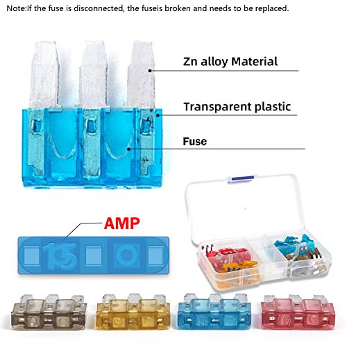 Sinbrlai Amp Micro 3 Fuse 24Pcs 5-15A, 3 Prong Micro Blade Fuse, Applicable To The Maintenance, Replacement Of Car, Automobile Trucks, Automotive Lighting #TOP3