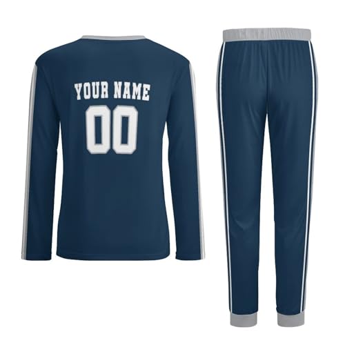 Custom Men's Pajamas Set Personalized Name Number Long Sleeve Pajamas 2 Piece Nightwear Gifts for Dad Husband3