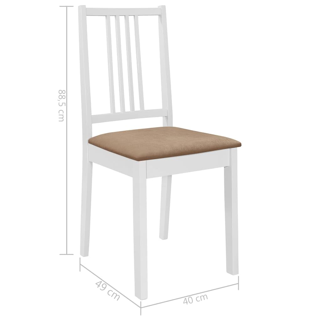 5-częściowy zestaw do jadalni z płyty MDF i drewna gumowego, biało-brązowy, stół do jadalni 120 x 75 cm plus 4 krzesła kremowe, do jadalni, kuchni, rodziny, dla gości, komfort siedzenia