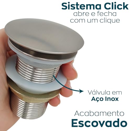 Dona D Cor, Valvula Click Escovada 1 1/4 Ralo pia banheiro Para Cuba Escoamento 40mm Lavabo Luxo Pia
