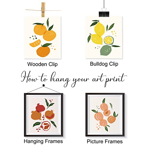 Fruit Botanical Prints Posters Wall Art Lemon Orange Peach Pear Fruits Prints Set Of 4 Home Kitchen Bedroom Living Room Apartment Nursery Kid Room Bathroom Office Decoration, 8 X 10 Inch(Unframed) #TOP1