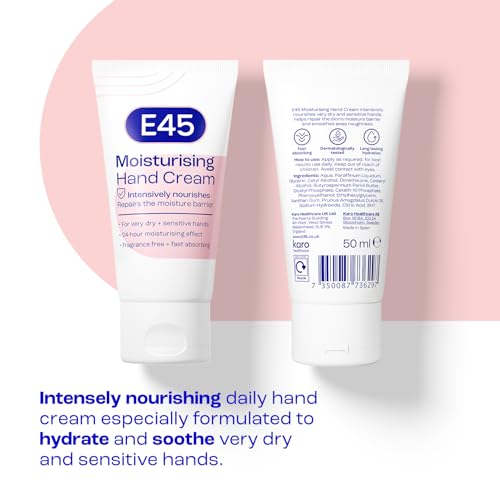 E45 Daily Moisturising Hand Cream, 50 ml (Pack of 1)