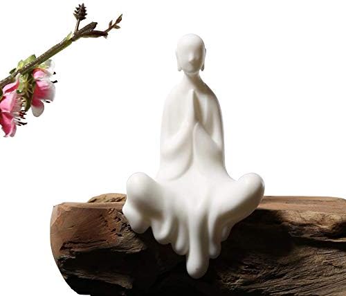 Kingzhuo White Ceramic Cute Sitting Buddha Statue Beautiful Sculp...