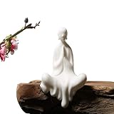 Kingzhuo White Ceramic Cute Sitting Buddha Statue Beautiful Sculpture Praying Hands Meditation Monk Figurine Peaceful Little Statue Home Decor Ornaments Delicate Crafts Handmade 4'' Inch Tall (1)