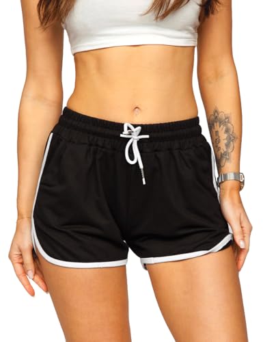 Hanyomo Ejercicio Femenino Yoga Fitness Pantalones Cortos de algodón Gimnasio Correr Culturismo Pantalones Cortos medianos Gruesos Negro M