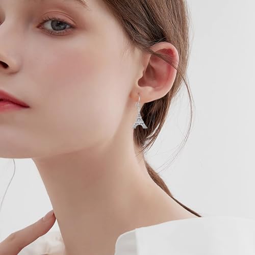 Paris Eiffel Tower Earrings 925 Sterling Silver Eiffel Tower Earrings for Women Paris Eiffel Tower Jewelry Gifts for Women4