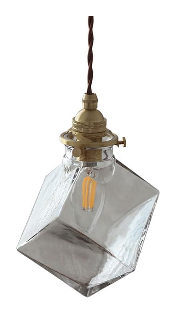 Lustre suspension en verre transparent et luminaire laiton moderne simple