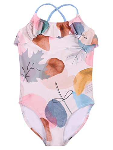 2-3 Years Toddler Baby Girls One Piece Sling Sleeveless Bathing Suit Ruffle Cross Backless Swimsuit Quick Dry Cute Floret Print Infant Girl Bikini Swimwear Summer Beach Pool Hawaii Water Sport