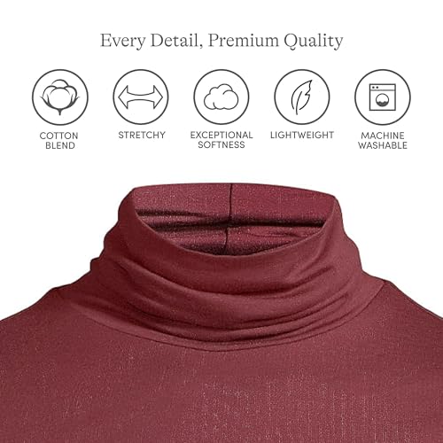 Image of Lands' End Women's Jersey Knit Turtleneck | Cotton and Rayon Modal Blend, Fitted, Self-Fabric Neck, Mid-Hip Length, Layering, Petite and Plus Sizes