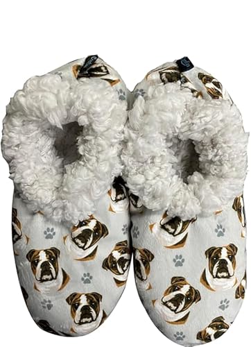 Comfies Womens Bulldog Dog Slippers - Sherpa Lined Animal Print Booties