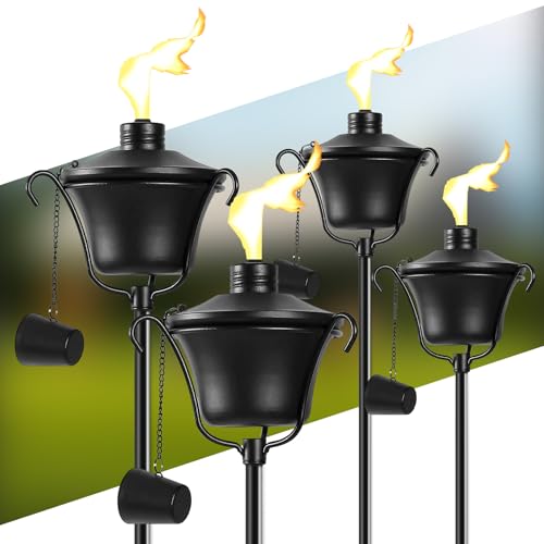 FALBAWR 4er-Set Citronella Gartenfackeln 147cm