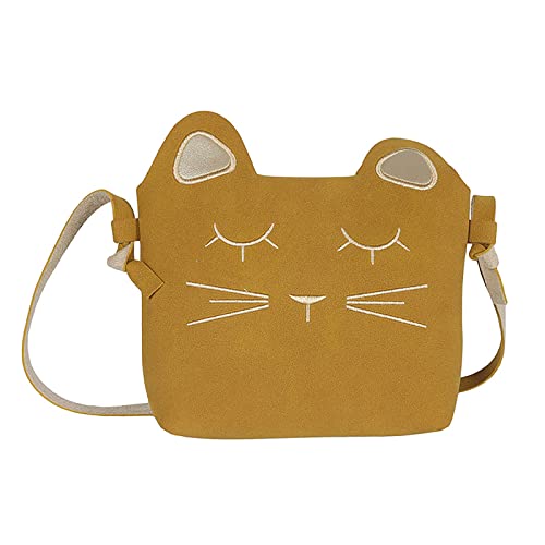 Bolsa de mensajero Y3 con diseño de gato bordado de tamaño pequeño, diseño de personalidad divertida (amarillo, talla única)
