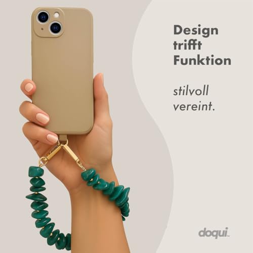 Cadena para teléfono móvil evita caídas con cuentas de jade verde y conector universal 3
