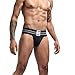 JOCKMAIL Ultra-wide Belt Sexy Men Underwear Jockstrap Briefs Men G String Thongs Gay Underwear (XL, Black)