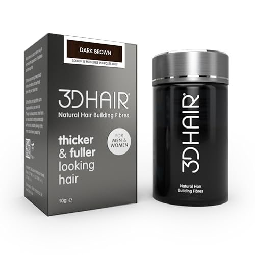 3D Hair Fibres | Hair Powder for Thinning Hair 10g Bottle | Makes Thin Hair Look Thicker in Seconds | Hair Loss Concealer For Women & Men (Dark Brown) option