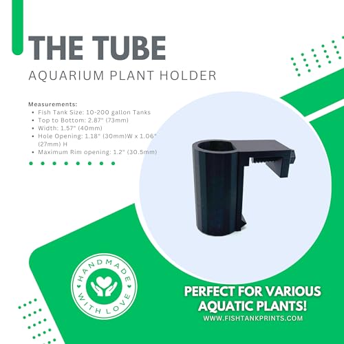 Image of The Tube 3D Printed Aquarium Plant Holder - Pothos & Stemmed Plants - Aquascaping & Fish Tank Tool Holder for 10-200 Gallon Rimmed Tanks
