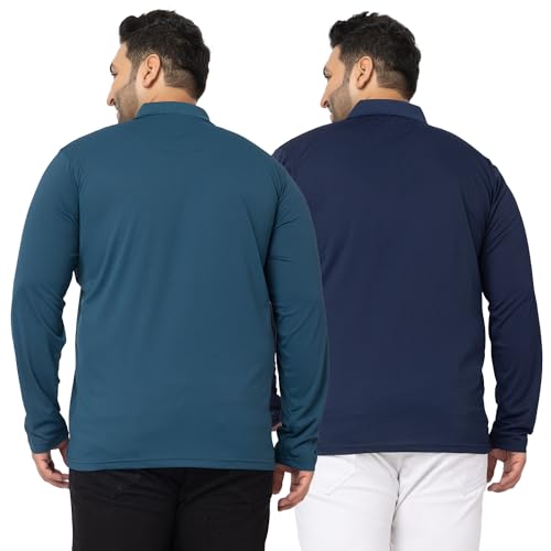 Image of YHA Polo Neck Full Sleeves Plus Size Men's Tshirts (Pack of 2)