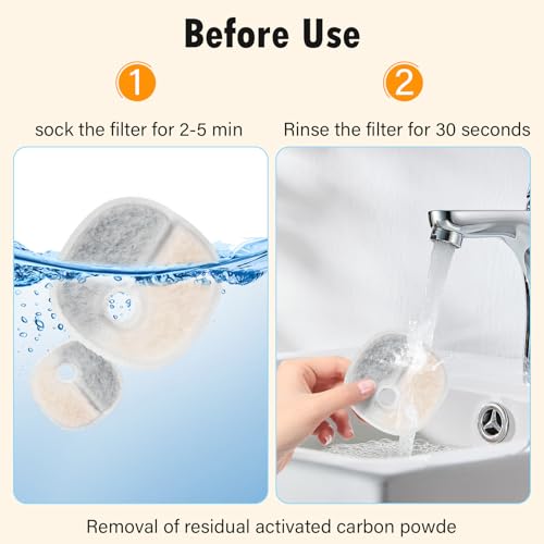 Filter Replacements Compatible with E1/E1+ Cat Fountain (2L/67oz), 16 Pack refills of 1 Year Set for Pet Water Fountain - Thumbnail 6