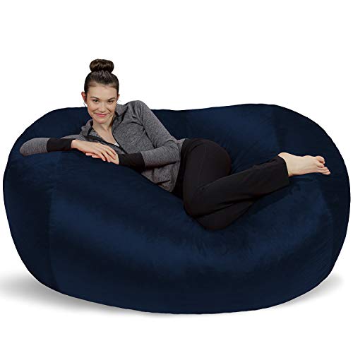 Sofa Sack Bean Bag Chair Cover Only, for Adults and Kids, Without Filling Comfy Fluffy Round or Oval Beanbag Chair Cover Replacement, Lazy Sofa Cover for Reading Chair or Floor Chair, 6-Feet, Navy by Sofa Sack - Used condition - US$46.38