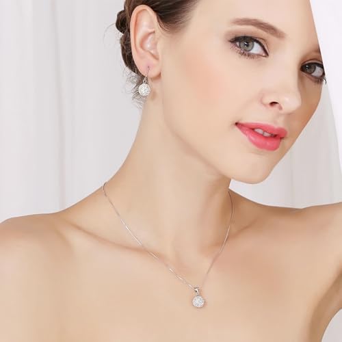 BG&WLing Disco Ball Necklace for Women Sparkly Crystal Choker Necklace 10mm Silver Ball Pendent Necklace Fashion Jewelry Gift2