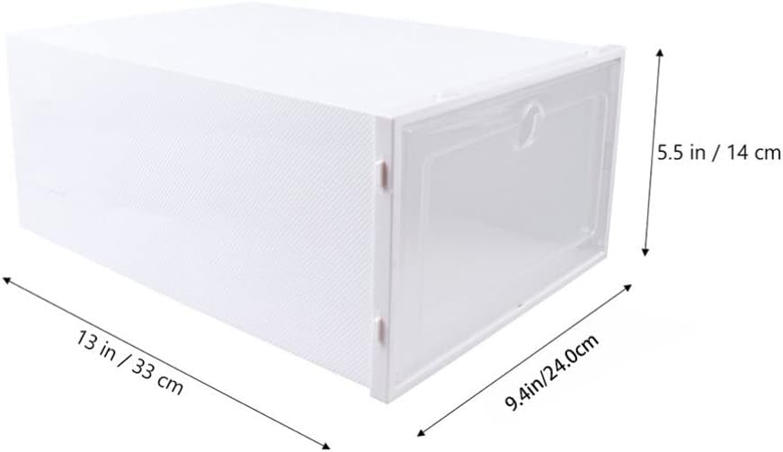 PRETYZOOM Large Shoes Storage Box, 6 Pack Plastic Organized Box For Men'S Shoes, Stackable Shoe Organizer Sneaker Containers For Entryway, Cloest, Foldable Shoe Rack With Lids (33x24x14 cm)