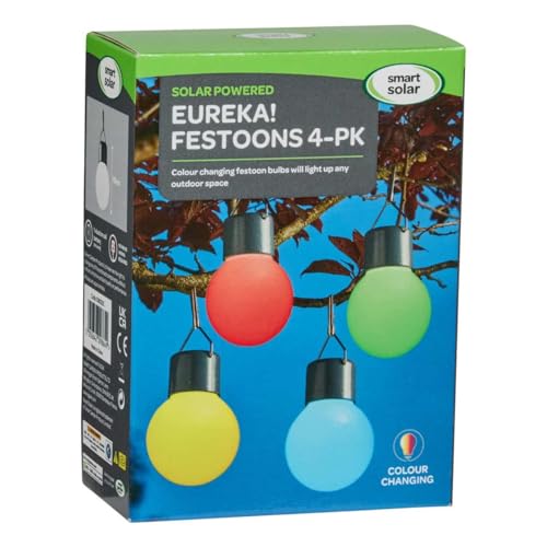 Smart Solar Eureka! Festoons Solar Light Bulbs, Mixed Colours, 10 x 7 cm, 4 Pack