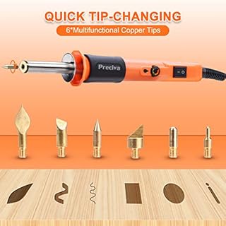 Wood Burning Kit, Preciva Multifunctional Pyrography Pen, Woodburning Encarving Toolkit with Soldering Iron on Leather, Woodburner Pen Tools with 6 Tips