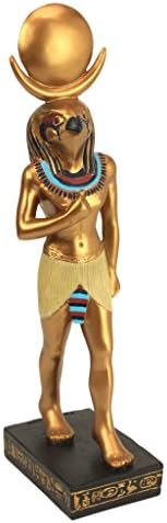 Design Toscano Horus Falcon God of The Egyptian Realm Figurine Statue, 8 Inch, Black and Gold
