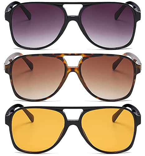 Recopilación de Lentes para Hombre de Moda los preferidos por los clientes. 48 Gafas de Sol Modas Vintage para Hombres y Mujeres, Lentes de Sol Protección UV400(3pcs), Lentes amarillos hombre para Senderismo Conducir, Excursión Viajar, decoración...