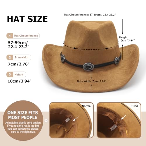 Image of LIDHAY Cowboy Hat for Women and Men Felt Wide Brim Suede Cowboy Cowgirl Hats Felt Cattleman Western Hats