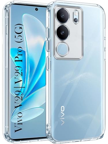 Image of NISHTECH for Vivo V29, Vivo V29 Pro 5G Premium Transparent Hybrid Soft Slim Dust Proof Back Case Cover Silicone with Camera Protection