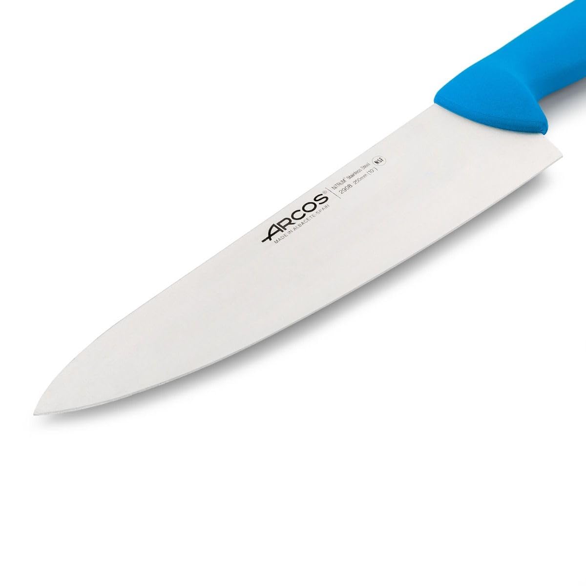 Arcos Couteau de Chef en Acier – Couteau de Cuisine Polyvalent pour Couper et Nettoyer les Légumes, Poignée Ergonomique en Polyoxyméthylène, Lame de 250 mm – Couleur Noire, Série 2900