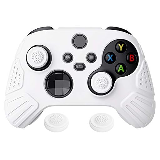 eXtremeRate PlayVital Funda de Silicona para Xbox Series X/S - Protector Antideslizante de Tacto Suave con 2 Tapas de Joystick, Material Duradero, Protección Completa - Edición Guardian (Blanco) | Ya disponible en tu tienda friki favorita! En mundofriki.es!