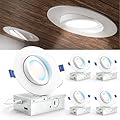 Sunco 4 Inch Gimbal LED Recessed Light Slim, 900LM High Brightness, 2700K/3000K/4000K/5000K/6000K Selectable, 8W, Angled Directional Canless Downlight with JBox - ETL & FCC 4 Pack