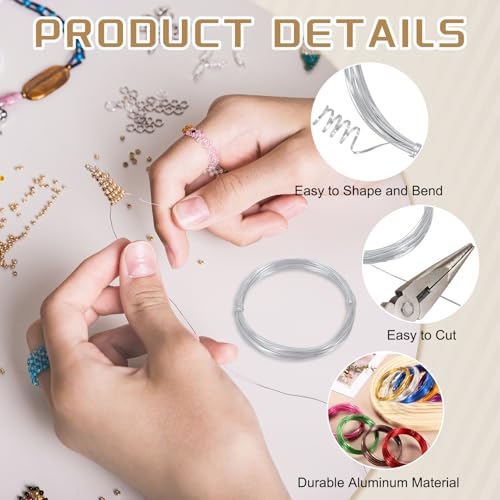 Alambre plano de aluminio uxcell para bisutería y manualidades, 30m tono plateado 3