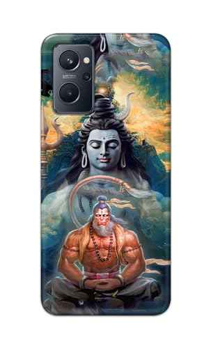 Image of PRINTFIDAA Printed Hard Back Cover Case for Realme 9i 4G | Oppo K10 4G | Oppo A76 | Oppo A36 | Oppo A96 Back Cover (Lord Shiva and Hanuma) -112