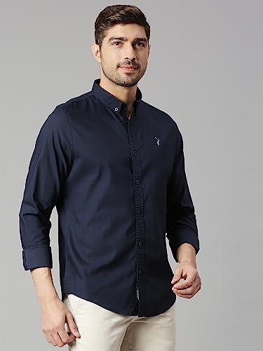 Image of Thomas Scott Men's Cricket Club Collection Classic Regular Fit Twill Shirt | 100% Cotton Long Sleeve Solid Shirt with Button Down Collar (Available in Plus Size)