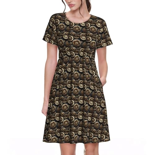 Robe d'été steampunk à manches courtes pour exprimer votre passion des engrenages