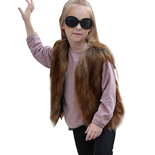 Toddler Faux Fur Vest Coat Little Girl Sleeveless Waistcoat Jacket Winter Thick Warm Outwear Party Dress Jacket