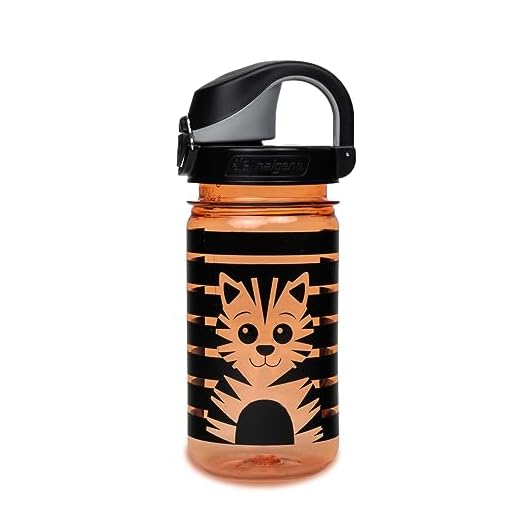 Nalgene Sustain Tritan-Wasserflasche für Kinder, BPA-frei, aus 50% Kunststoffabfall, auslaufsicher, langlebig, BPA-frei, Karabiner-freundlich, wiederverwendbar, 340 ml, Orange Tiger