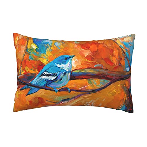 Bluebird Thrush Painting Pillowcase With Hidden Zipper Microfiber Pillow Cover Queen Size 20"X 30", Breathable And Ultra Soft For Sofa Bed Sleeping #TOP7