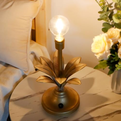 JHY DESIGN Battery Operated Lamp Vintage Decorative Cordless Lamp with LED Bulb Small Table Lamp for Bedroom Living Room Bedroom Kitchen Wedding Patio Home Decor(Antique Gold)