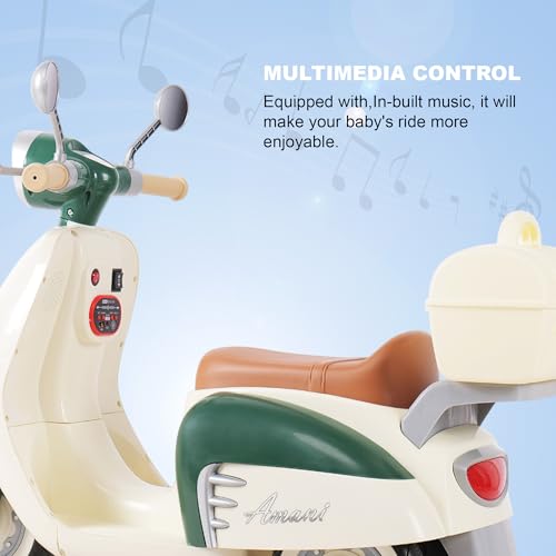 Image of Little Rides Lambretta Scooter | Rechargeable Battery Operated Ride-On Bike for Kids | Ages 2 to 5 Years | Premium Ride-On Toy Bike for Toddlers - Children - (Green)