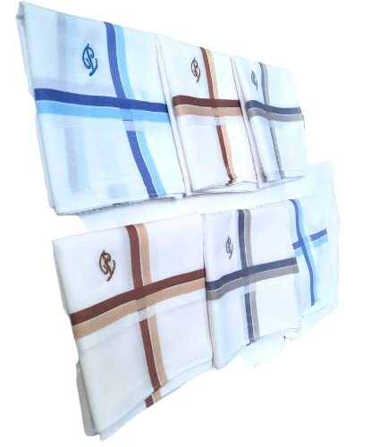 Image of ANTONIA Men's Initial Alphabet Handkerchiefs | Premium Cotton Personalized Hankies with Letter Embroidery (A-Z) | Soft, Absorbent & Reusable | Formal, Wedding & Gift Use | Pack of 6
