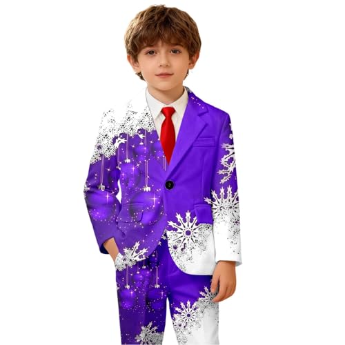 Generisch Chaqueta juvenil para niños con estampado festivo para las vacaciones – Estilo de chaqueta con diseño festivo, morado, 9-10 años