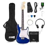 Complete electric guitar starter set equipped for young musicians aged 8-13; includes 3/4 size junior guitar with 21 frets, 20W amplifier, headphones, and essential accessories for learning and playing straight away Robust build and comfortable desig...